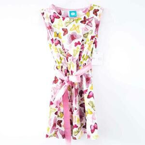 NEW Blue Juniper Butterfly Pink Sash Dress Size 8 Multicolor Cotton Summer Dress